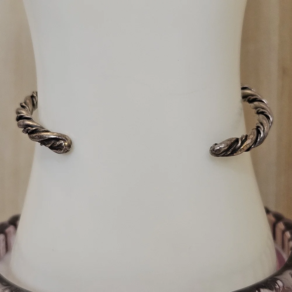 Vintage Sterling Silver Cuff Twisted Cable Rope Artisan Southwestern Boho 925